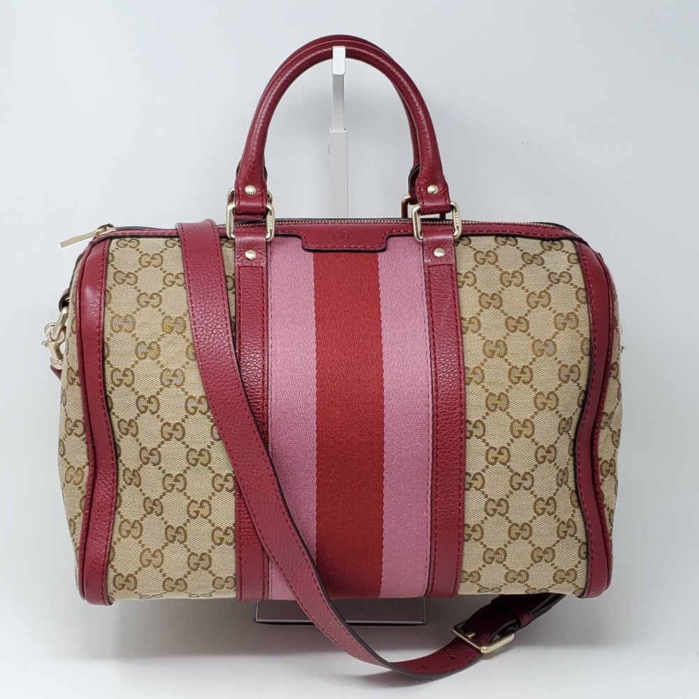 100% Auth Gucci Canvas Vintage Boston Satchel Bag - Picture 2 of 15